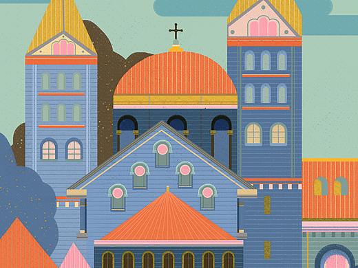 商插建筑風(fēng)景練習(xí)（個人主頁-ZNTU3OTAyNjg=） - 商業(yè)插畫 - 站酷設(shè)計師MOMORAY原創(chuàng)素材 - 站酷ZCOOL