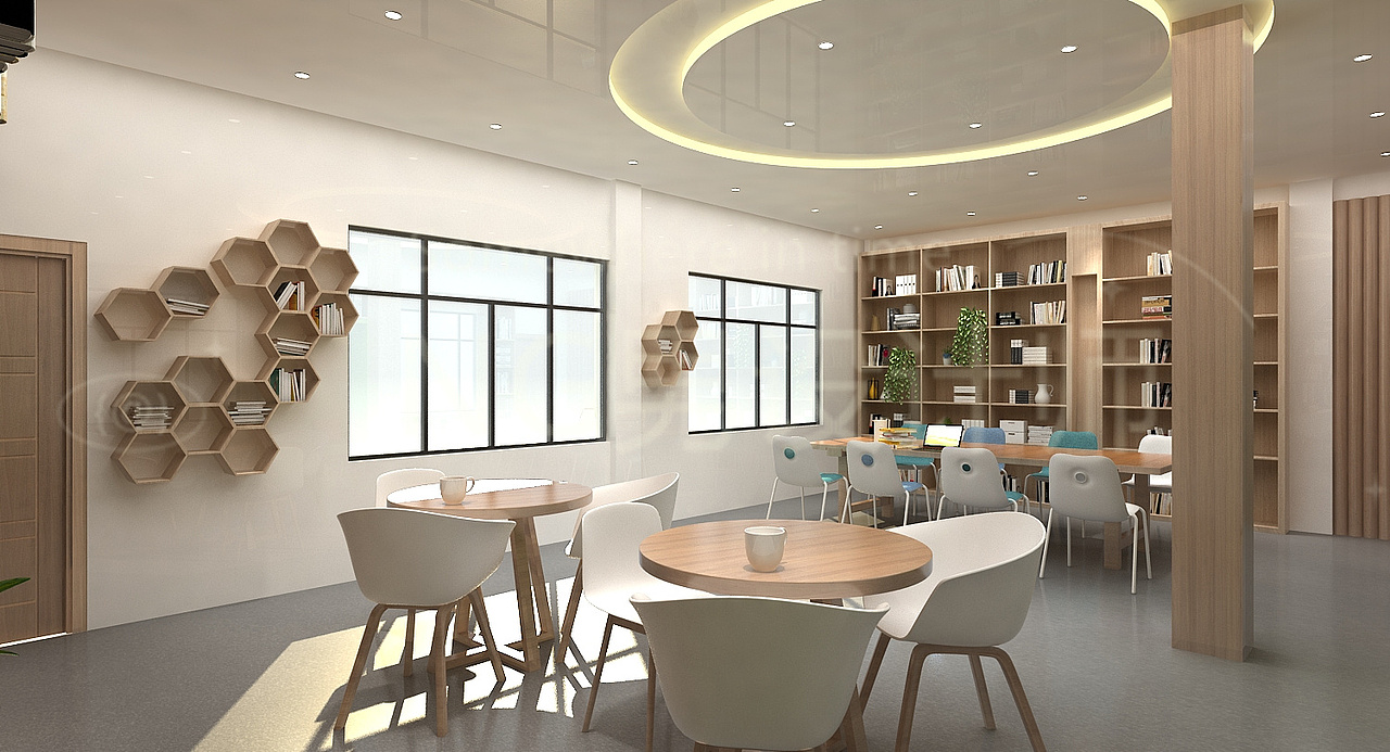 老干部阅览室设计3d效果图