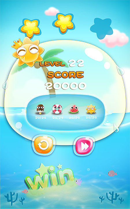 夏天清爽海洋风三消游戏（图ZMzAwMDM3NDg=） - 游戏UI - 站酷设计师旋转跳跃起灰原创素材 - 站酷ZCOOL