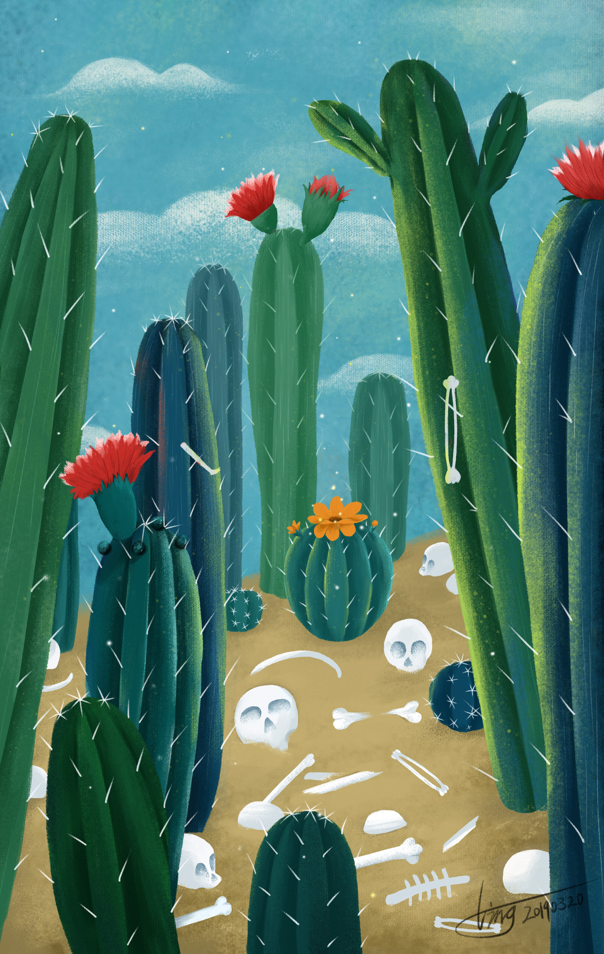 仙人掌家族|插画|创作习作|玲玲1120_原创作品-站酷zcool