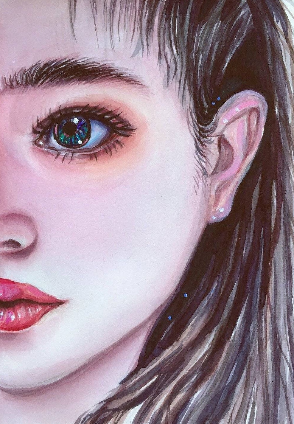 水彩手绘:大眼女孩