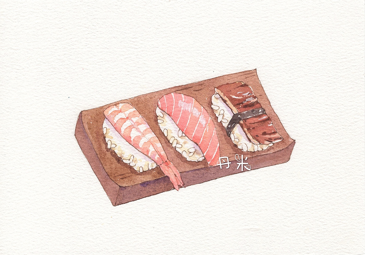 钢笔淡彩 手绘美食 治愈系