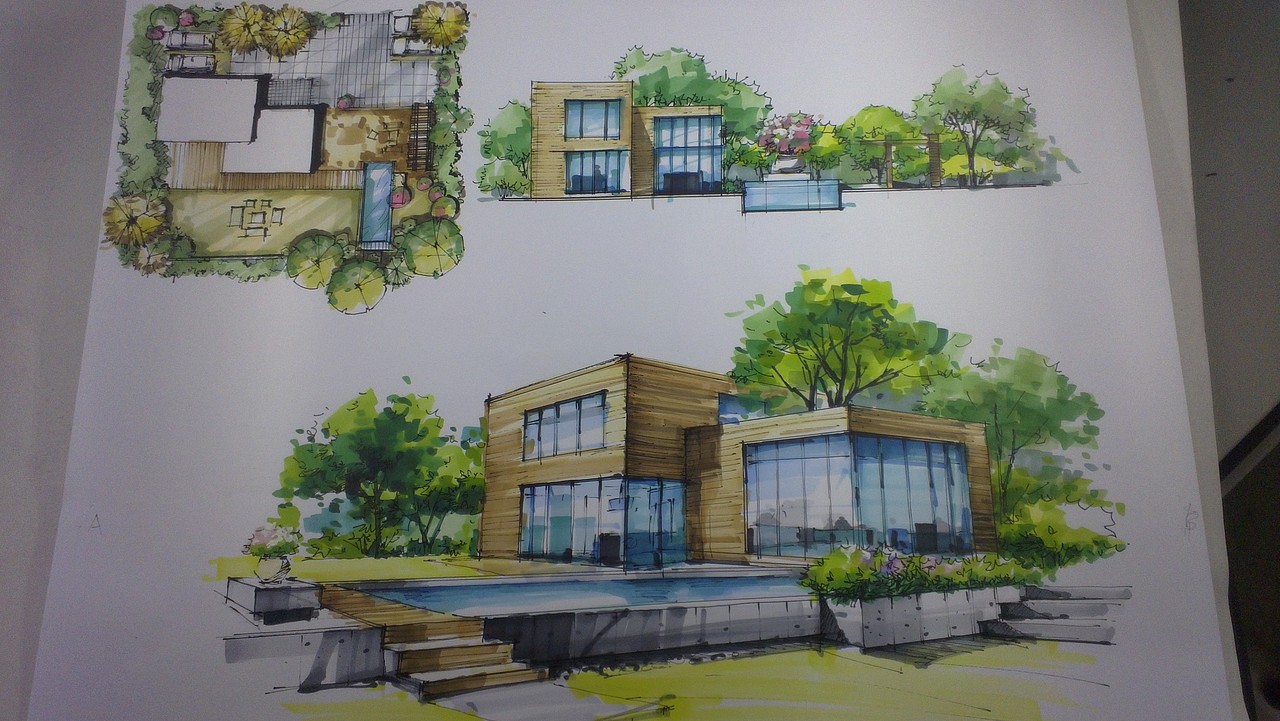 园林景观效果图三视图