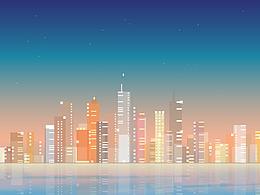 扁平風格城市夜景