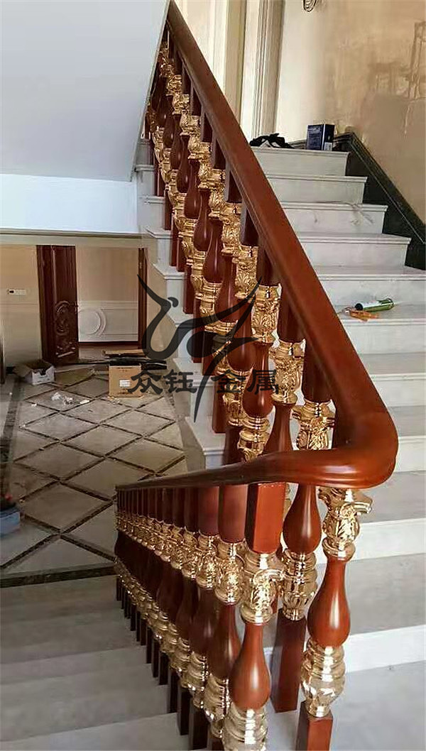 别墅旋转式铝艺立柱  楼梯扶手铝镁合金扶手定制