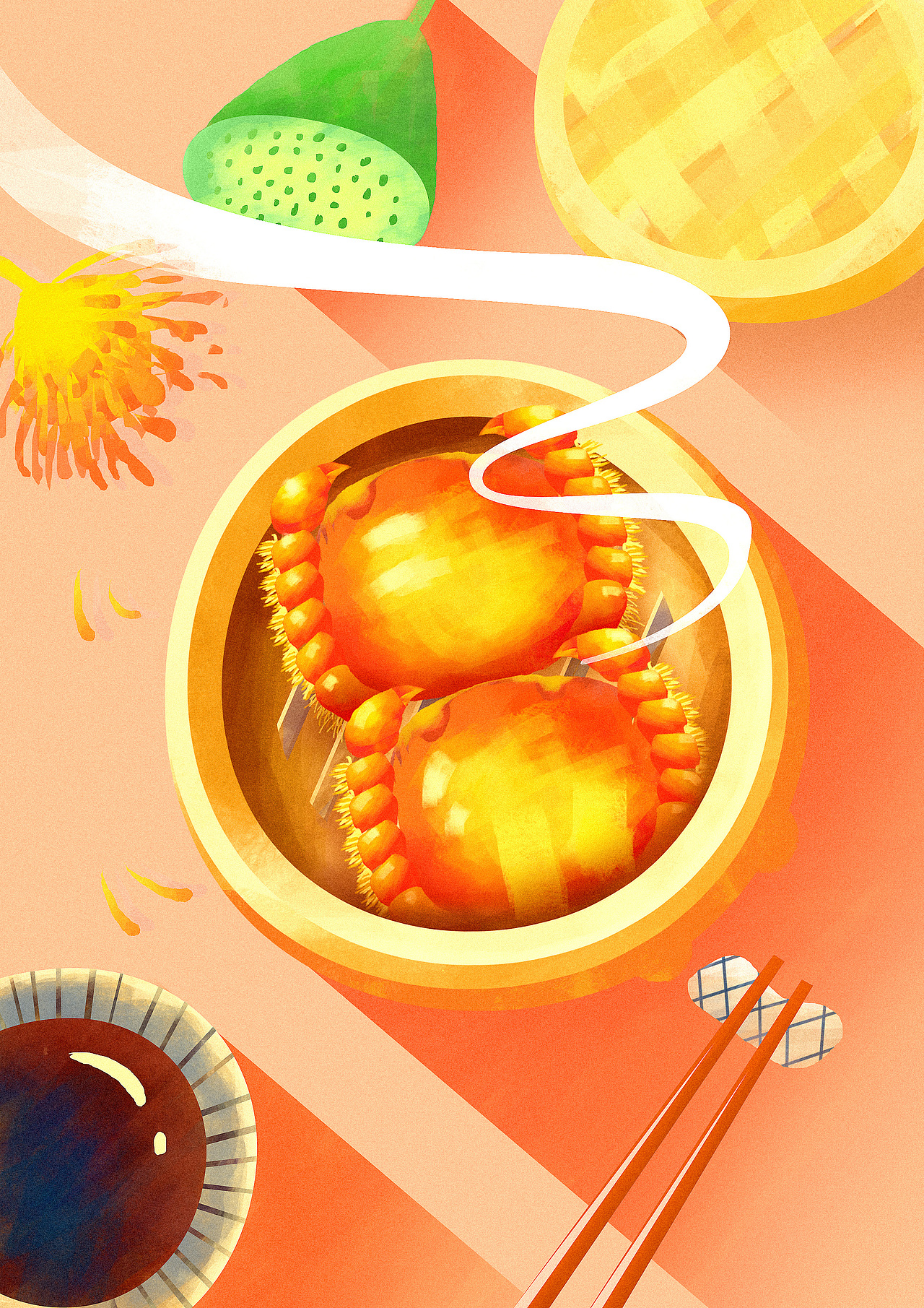 插画练习1-蒸螃蟹（图ZMTY0NzU2Mzky） - 商业插画 - 站酷设计师Hello刺猬先生原创素材 - 站酷ZCOOL