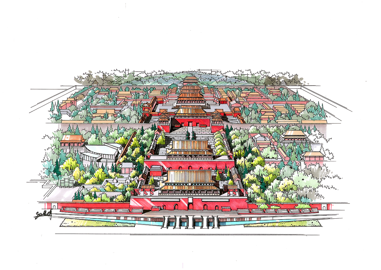 建筑手绘，规划手绘（图ZMjMwMDgxMDQ4） - 其他 - 站酷设计师画手绘的烧麦原创素材 - 站酷ZCOOL