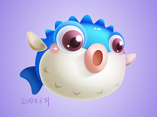 伪3d形象:小河豚临摹