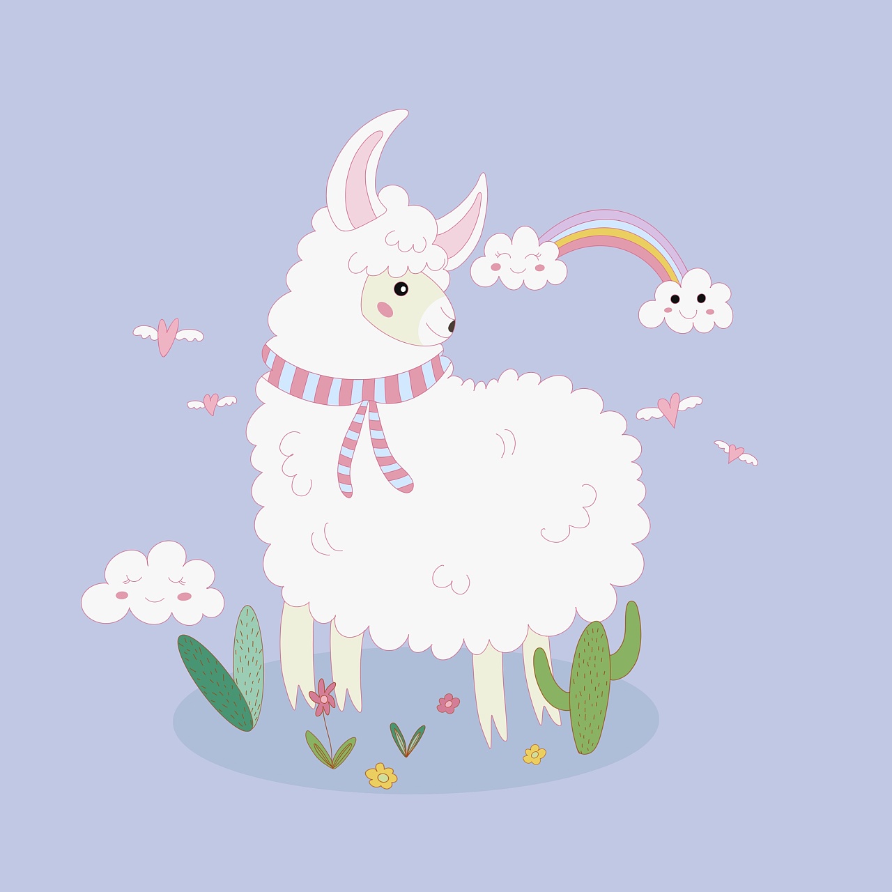 清新活力小羊ip形象插画设计