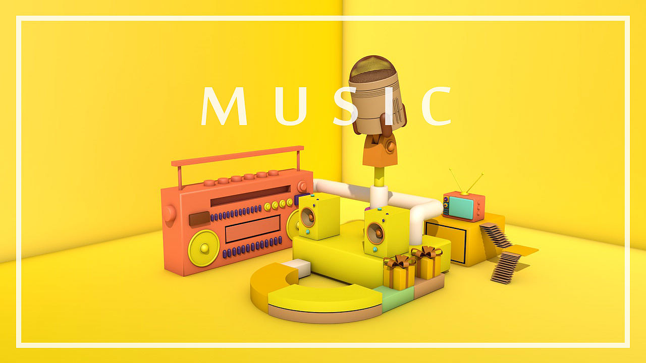 C4D立体小场景 音乐主题 海报背景（图ZMTU2MTU5MzQ4） - 场景 - 站酷设计师RRITA原创素材 - 站酷ZCOOL