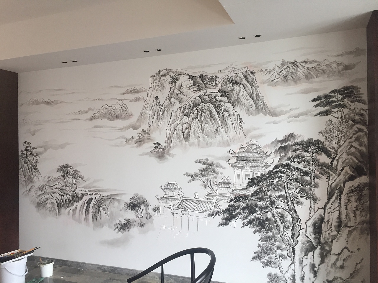 古典壁纸中式壁画客厅