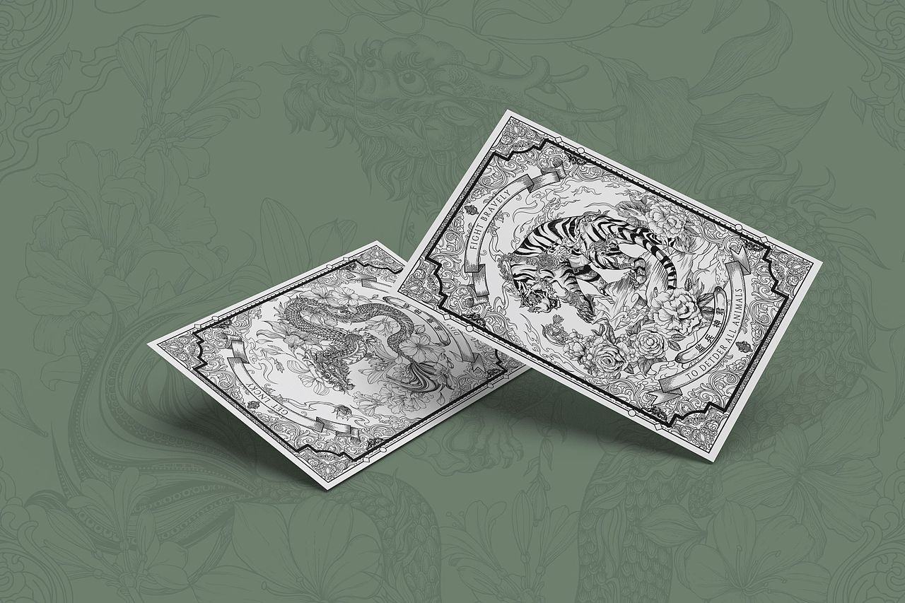 四象版画插画——青龙-白虎-朱雀-玄武(图ZMzY4NjA3OTQ0) - 商业插画 - 站酷设计师放假不回家原创素材 - 站酷ZCOOL