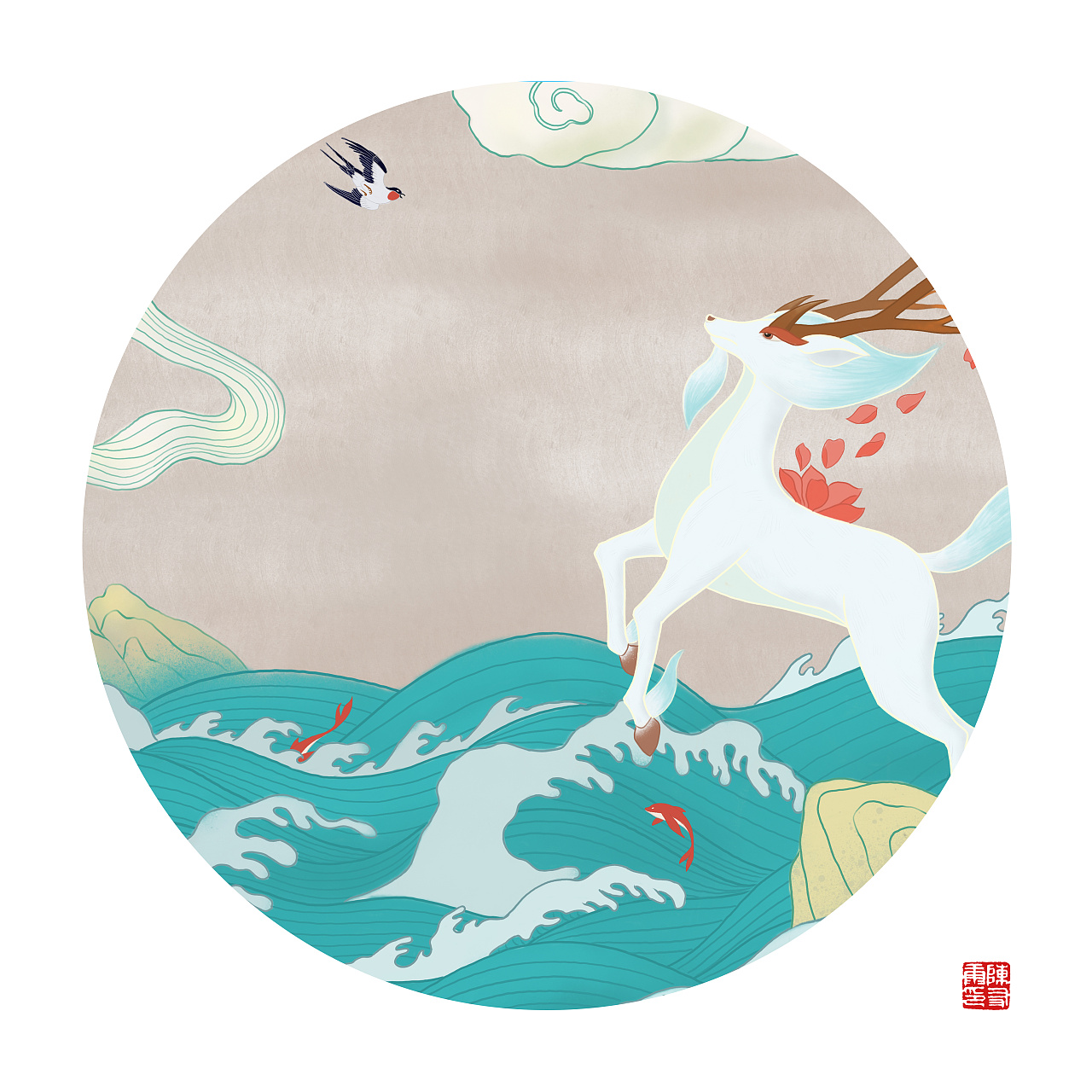 中国神怪系列插画作品夫诸