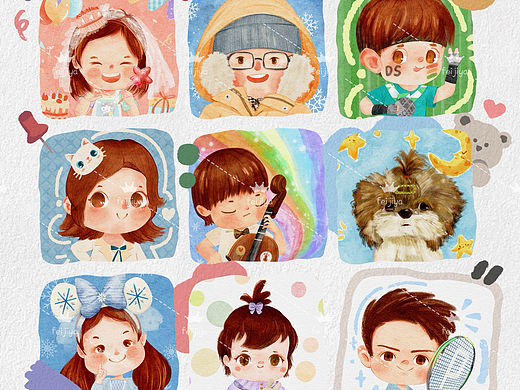 绘本风儿童插画风格人物头像
