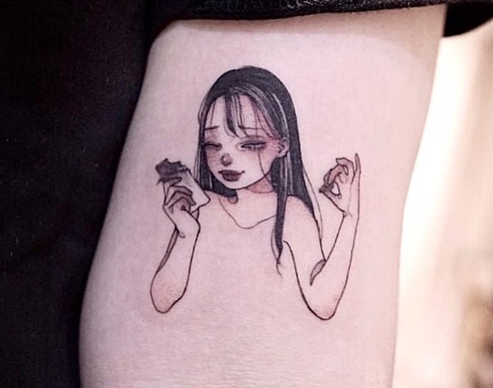 人物简笔画纹身卡通人物设计纹身赏析. 重庆迦文刺青