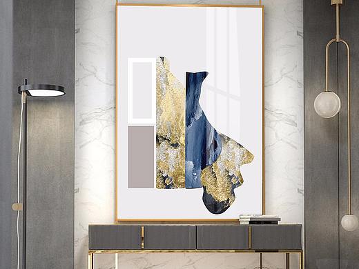 轻奢抽象玄关装饰画简约现代客厅几何肌理画