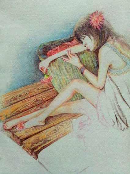 彩铅-睡美人。
