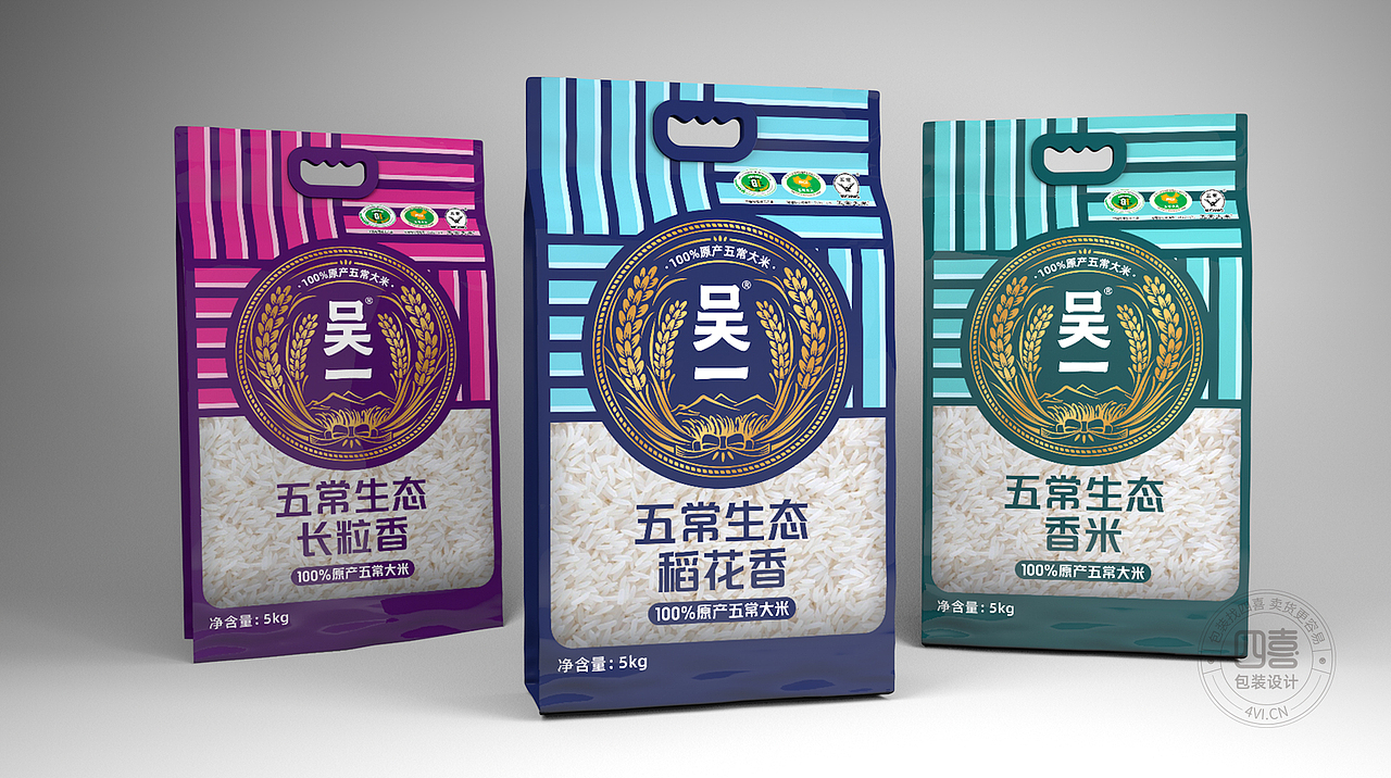 吴一五常大米包装设计