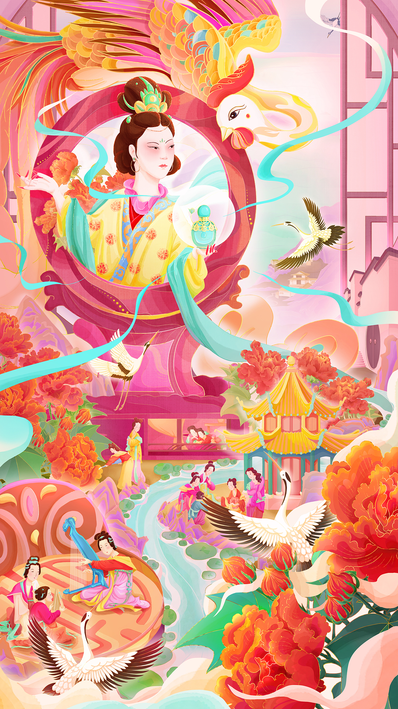 國風(fēng)插畫#花西子#化妝品商業(yè)插畫#國風(fēng)美妝（圖ZMzE3NjM0MjA4） - 商業(yè)插畫 - 站酷設(shè)計(jì)師sunny科研插畫原創(chuàng)素材 - 站酷ZCOOL