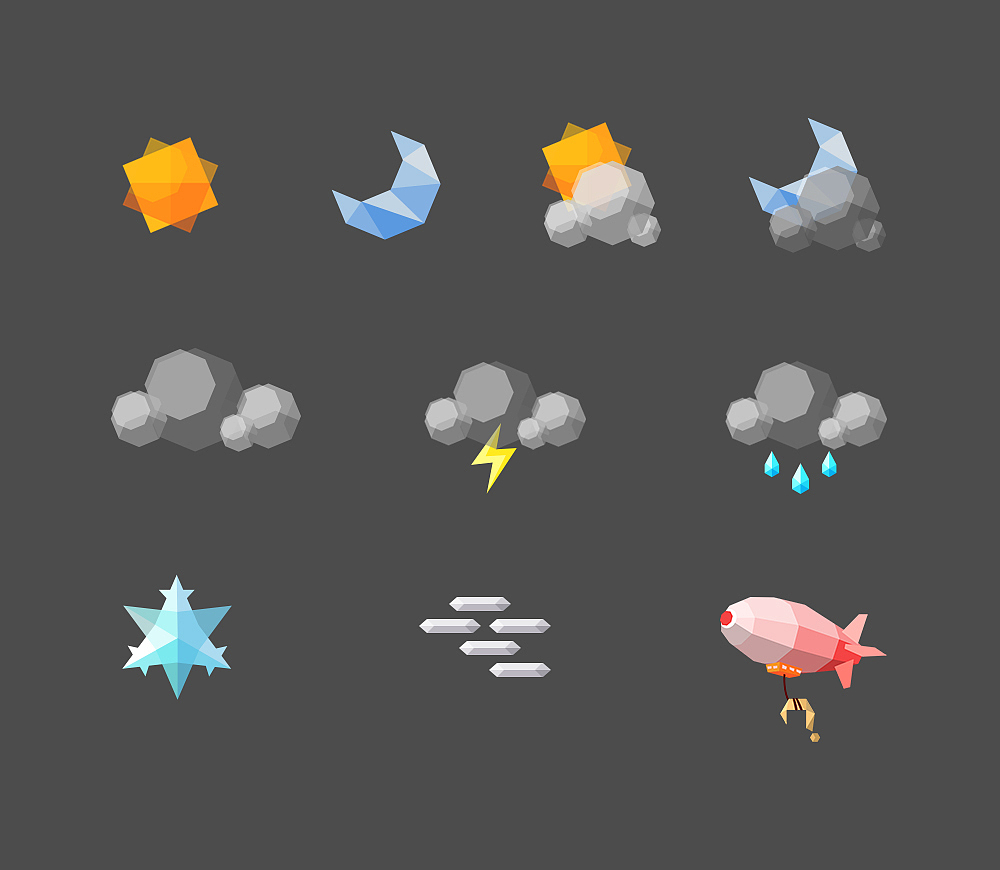 Poly Weather Icons / 天气图标（图ZMTEyMjU2MjQ=） - 图标 - 站酷设计师草米原创素材 - 站酷ZCOOL