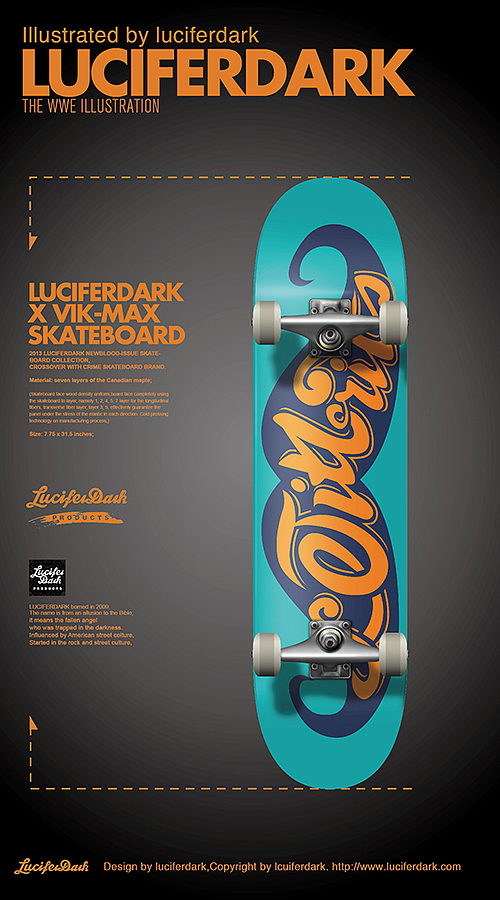 合作款滑板设计LUCIFERDARK X VIK-MAX