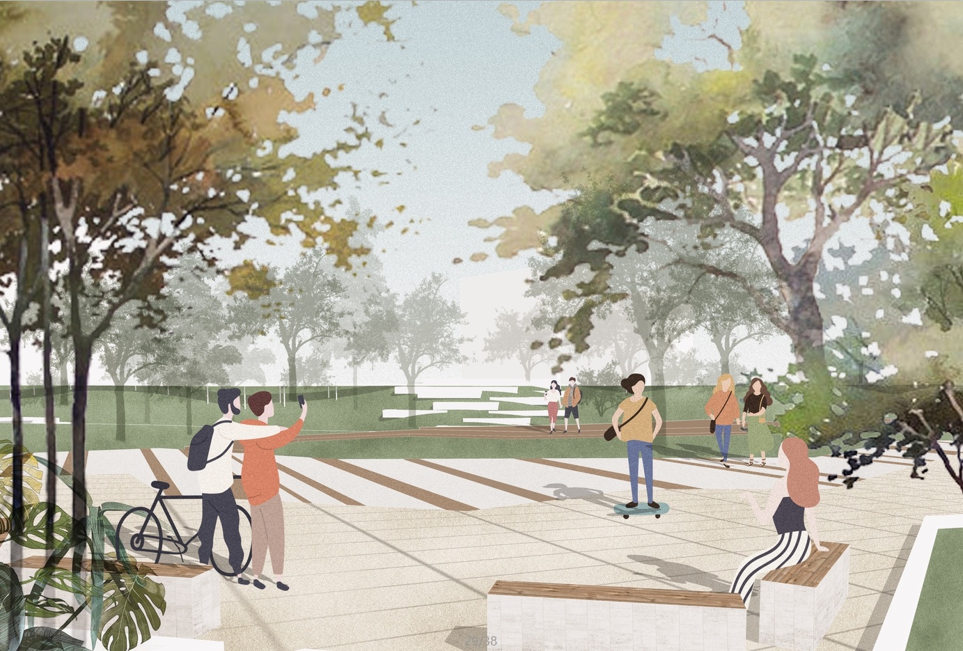 滨水景观改造—拼贴风效果图