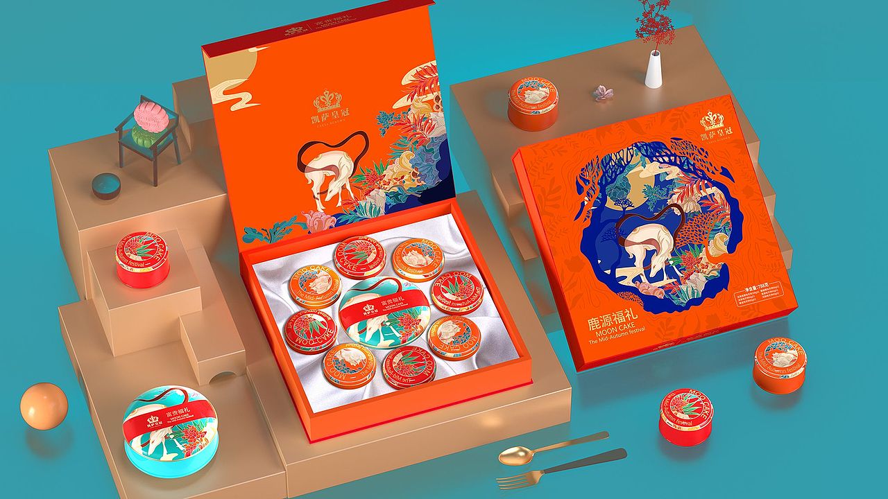 广州巨灵:华香园与凯萨皇冠2022月饼礼盒包装设计