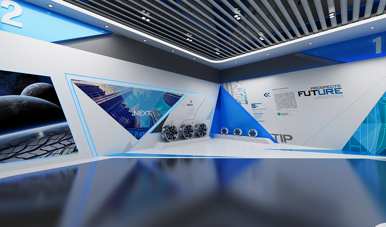 轮毂企业展厅3D效果图设计 现代科技风格展示厅设计（图ZMjAzMjg4NjI4） - 其他三维 - 站酷设计师阿杰smac原创素材 - 站酷ZCOOL