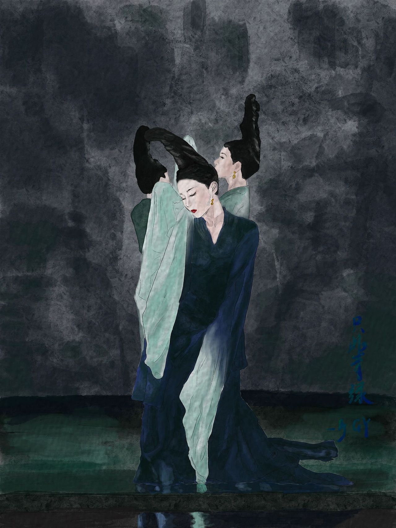 只此青绿水墨画