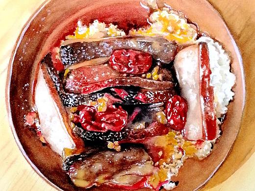 水彩习作—龙眼扣肉（个人主页-ZNDM5MTQxNjQ=） - 绘画 - 站酷设计师小璃爱画画原创素材 - 站酷ZCOOL