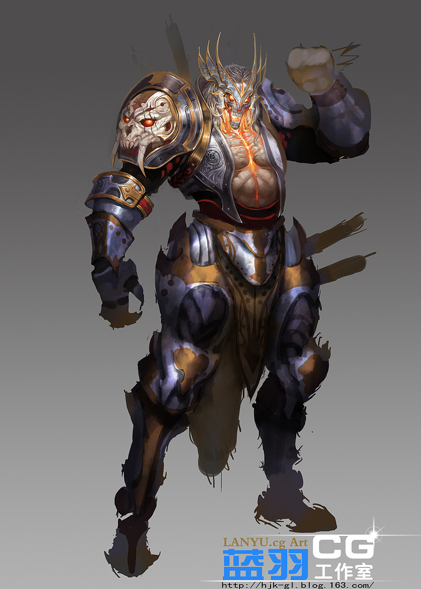 《骷髅头战士》+绘画过程（高灵作品）（图ZNjk2MzczMg==） - 概念设定 - 站酷设计师高灵原创素材 - 站酷ZCOOL