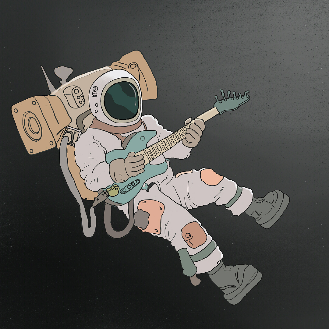 临摹（弹吉他的太空人）（图ZMTUwMzM4OTky） - 新锐潮流插画 - 站酷设计师大白不是小白原创素材 - 站酷ZCOOL