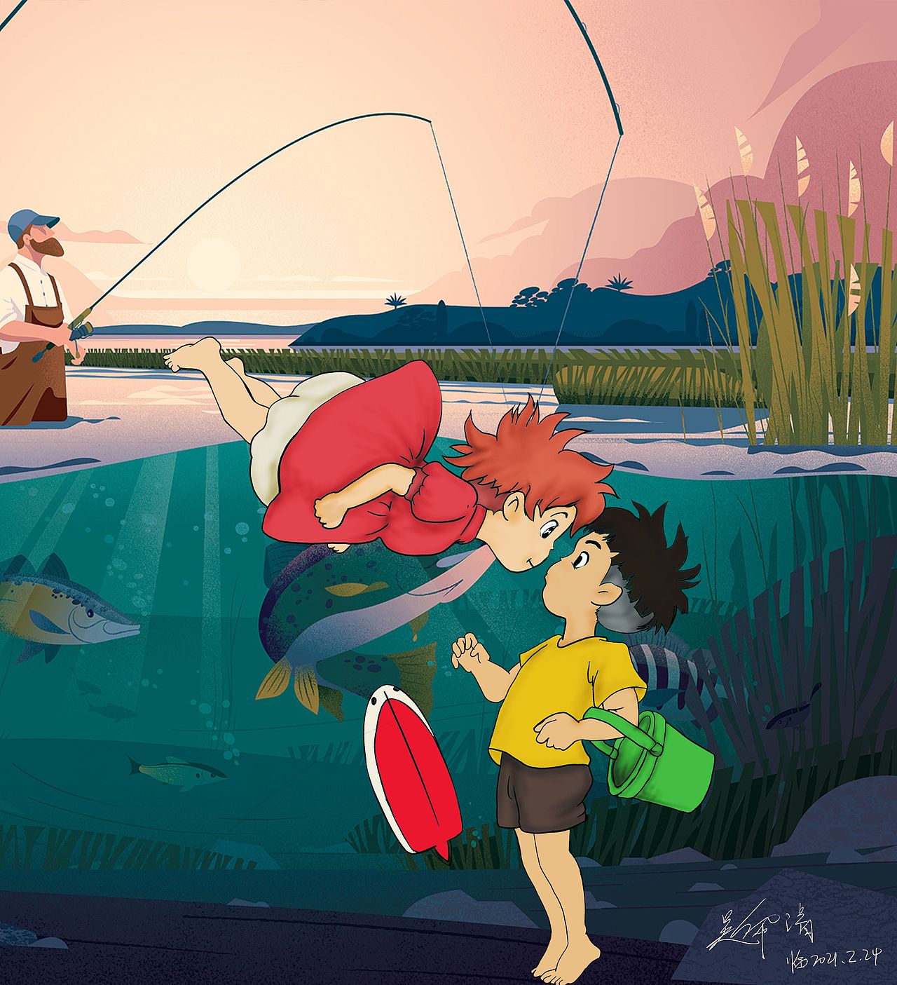 临摹悬崖上的金鱼姬（图ZMjUwNzExMDIw） - 绘本 - 站酷设计师phylliswu原创素材 - 站酷ZCOOL