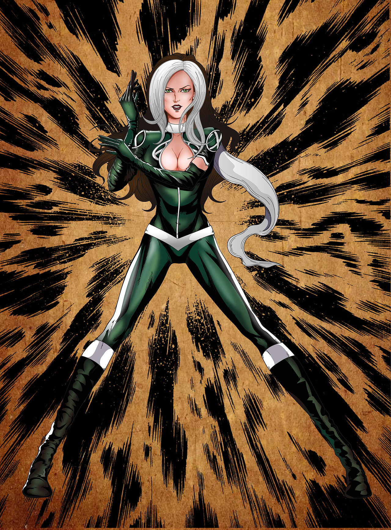 ai手绘插画:x-man-rogue～罗刹女_油墩子_恒-站酷zcool