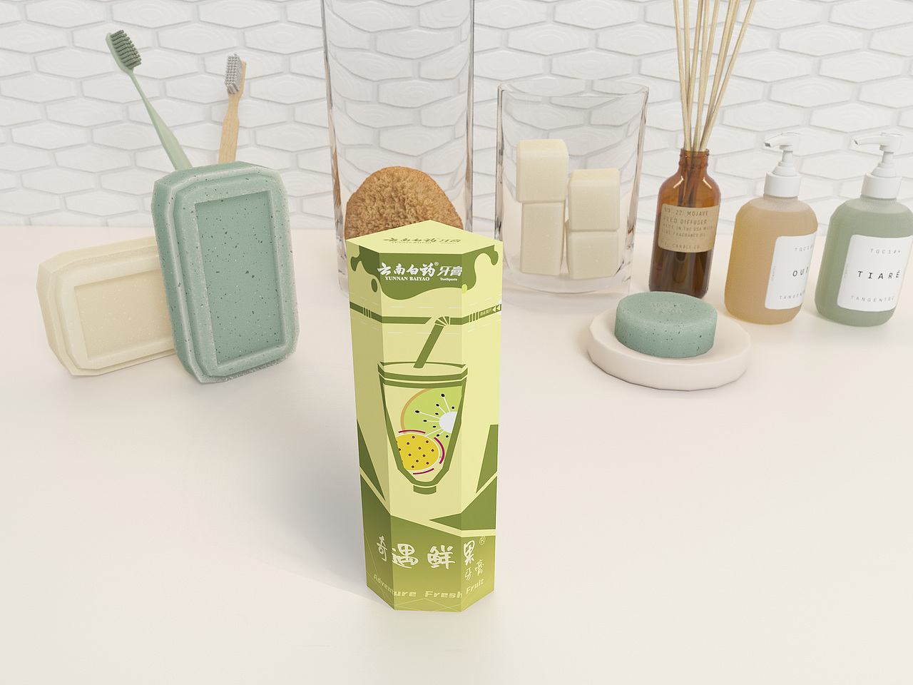 云南白药奶茶牙膏包装设计