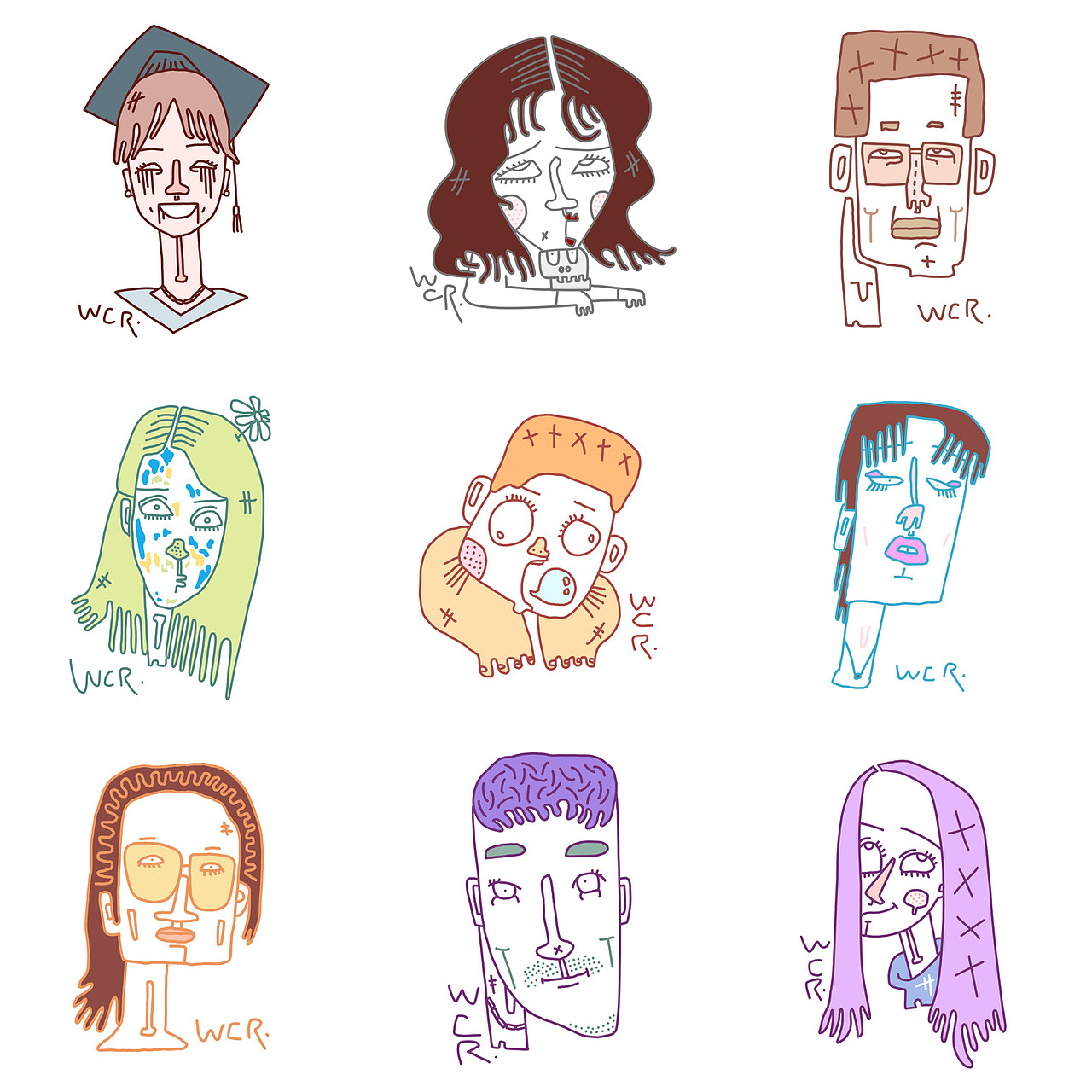 FaceDoodle/怪相涂鸦/丑叔WCR（图ZMTk3ODkxMjUy） - 新锐潮流插画 - 站酷设计师王晨睿原创素材 - 站酷ZCOOL