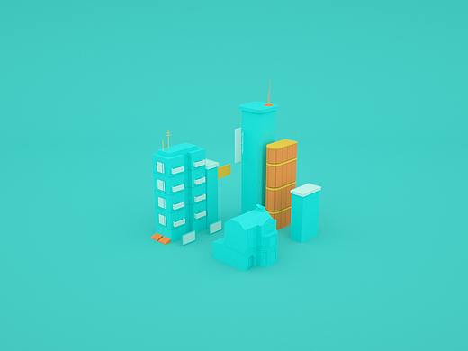 c4d建筑生长动画