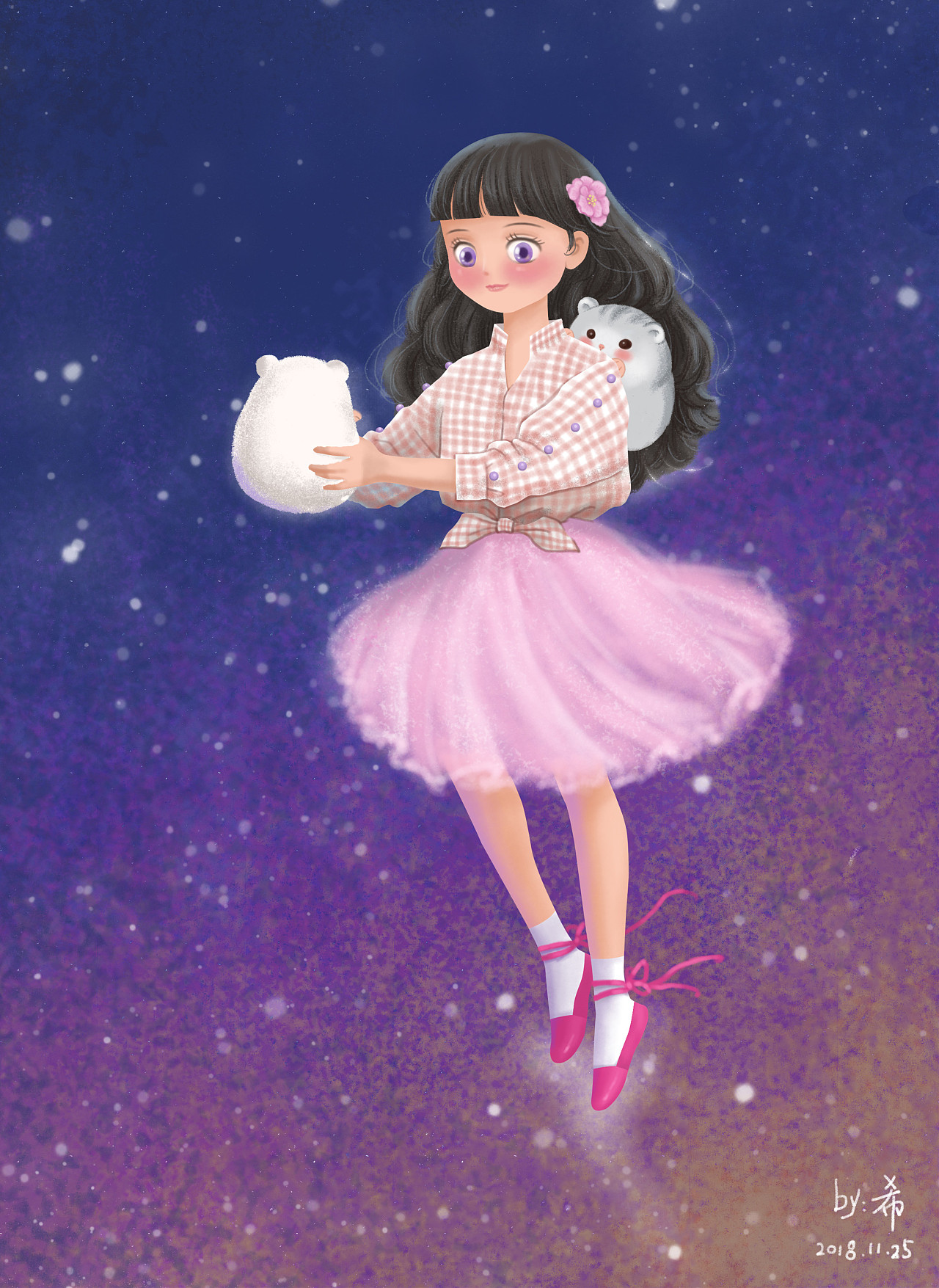 n 久没画这种卡通漫画风了,为了某人画了一张,感觉有点像芭比