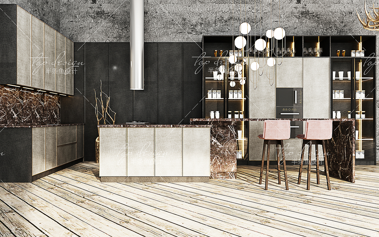 极简+高级灰，2020年流行的轻奢厨房橱柜设计（图ZMTk1Nzg4Mzky） - 家装设计 - 站酷设计师半条鱼安琪原创素材 - 站酷ZCOOL