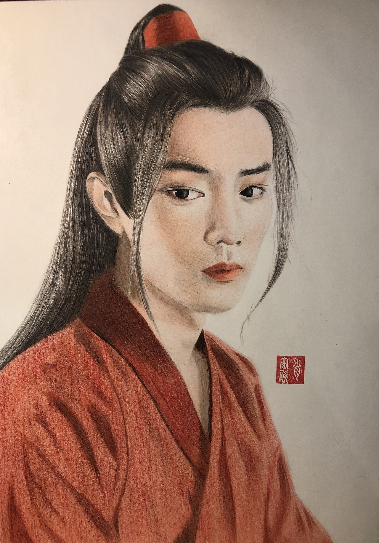 肖战 魏无羡 陈情令 彩铅 人物 手绘|纯艺术|绘画|欧气肖福宝 - 临摹