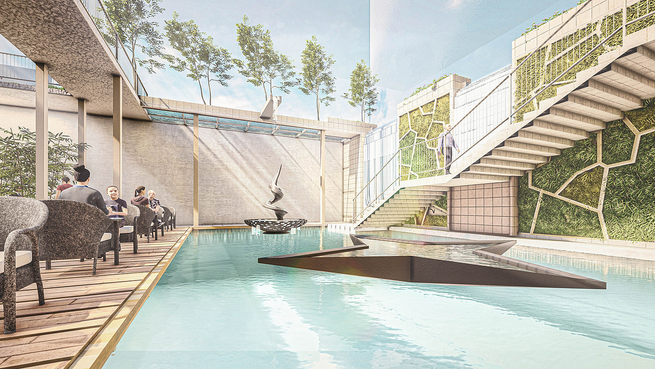 互联网公司大楼中庭下沉空间（图ZMjQwMTM5Mjg4） - 建筑/空间 - 站酷设计师边工原创素材 - 站酷ZCOOL