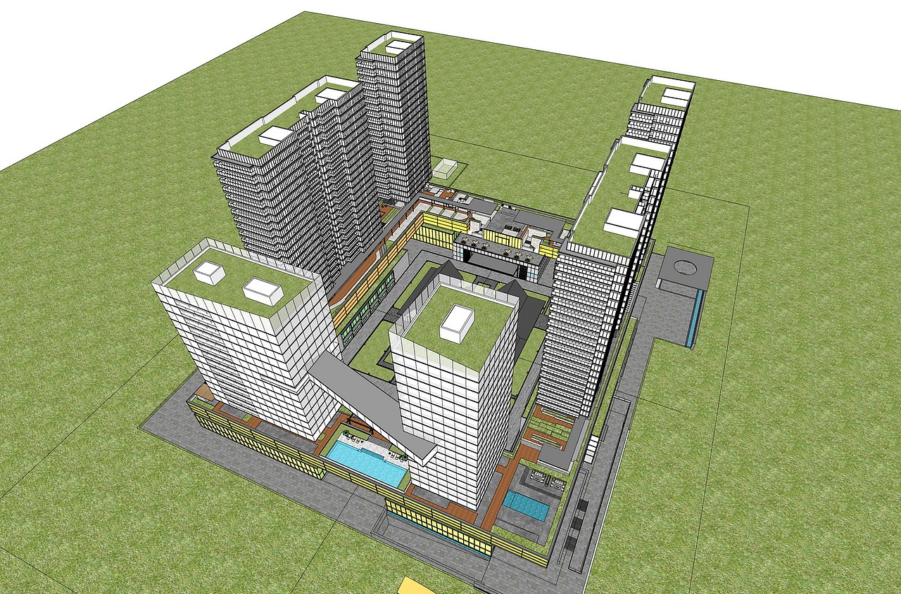 复合社区住宅SU模型下载