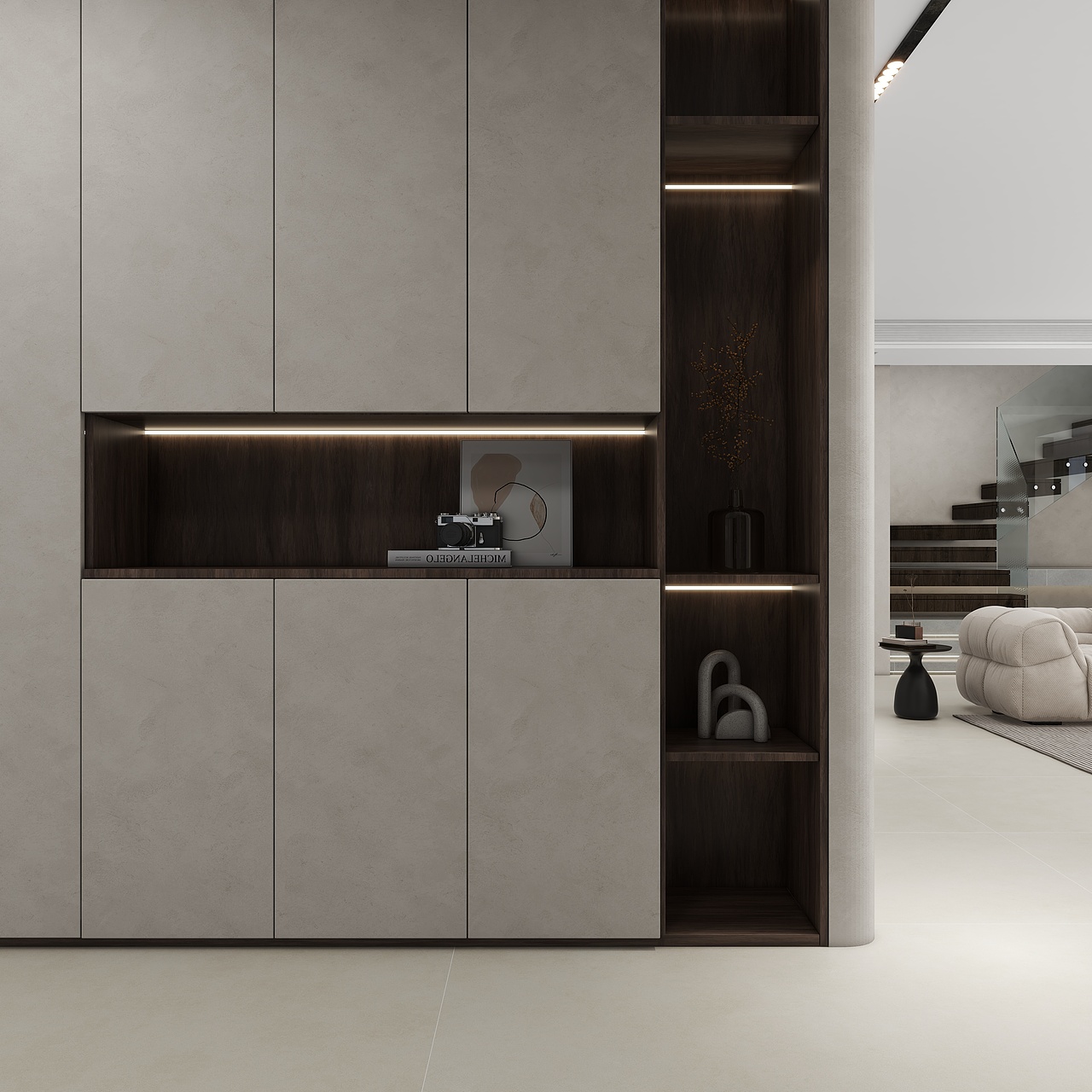 3D空间漫游视频-极简奶油风