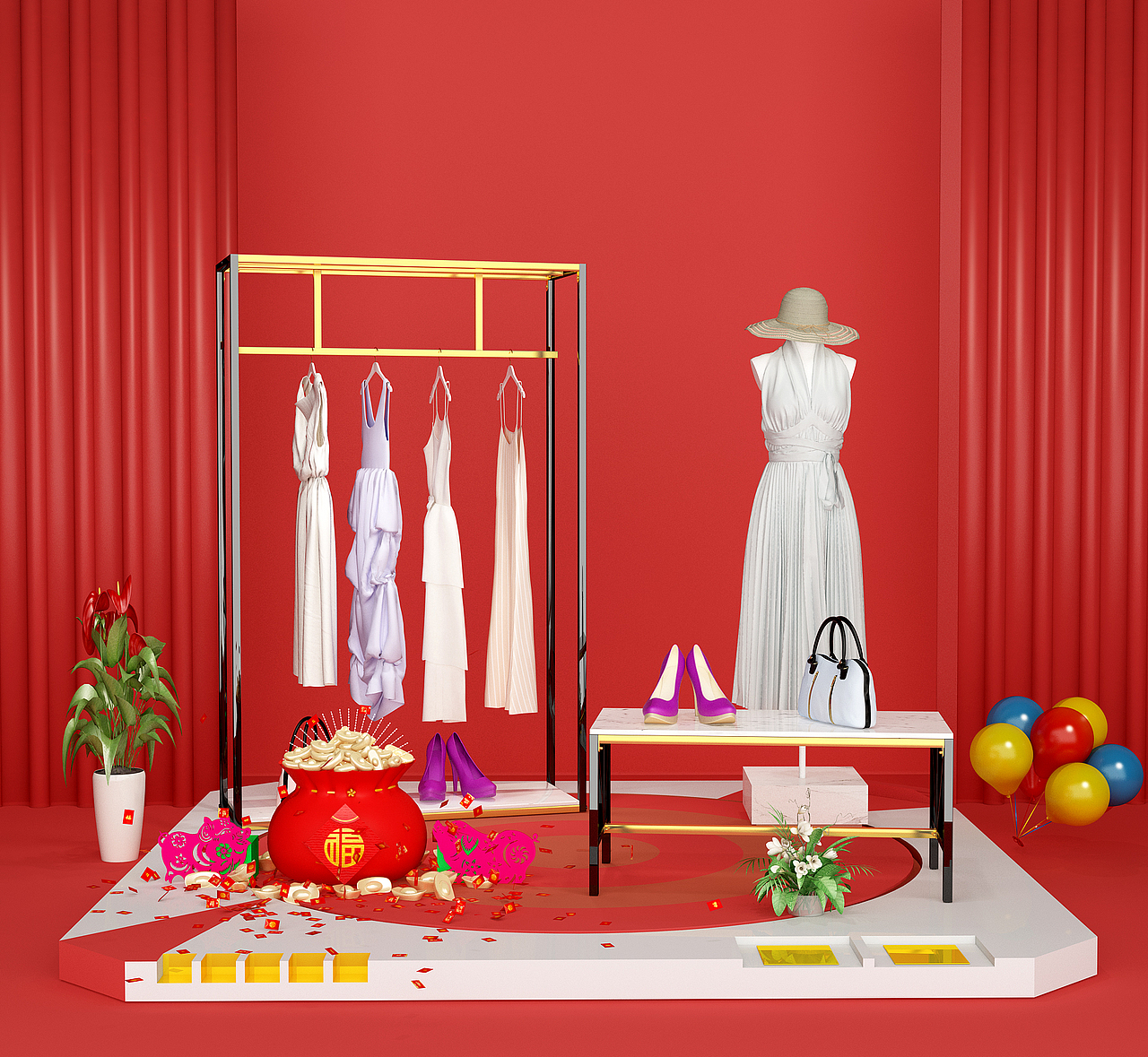 服装店|三维|场景|时空魂_原创作品-站酷zcool