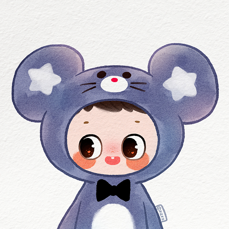 新年鼠年情侣头像插画