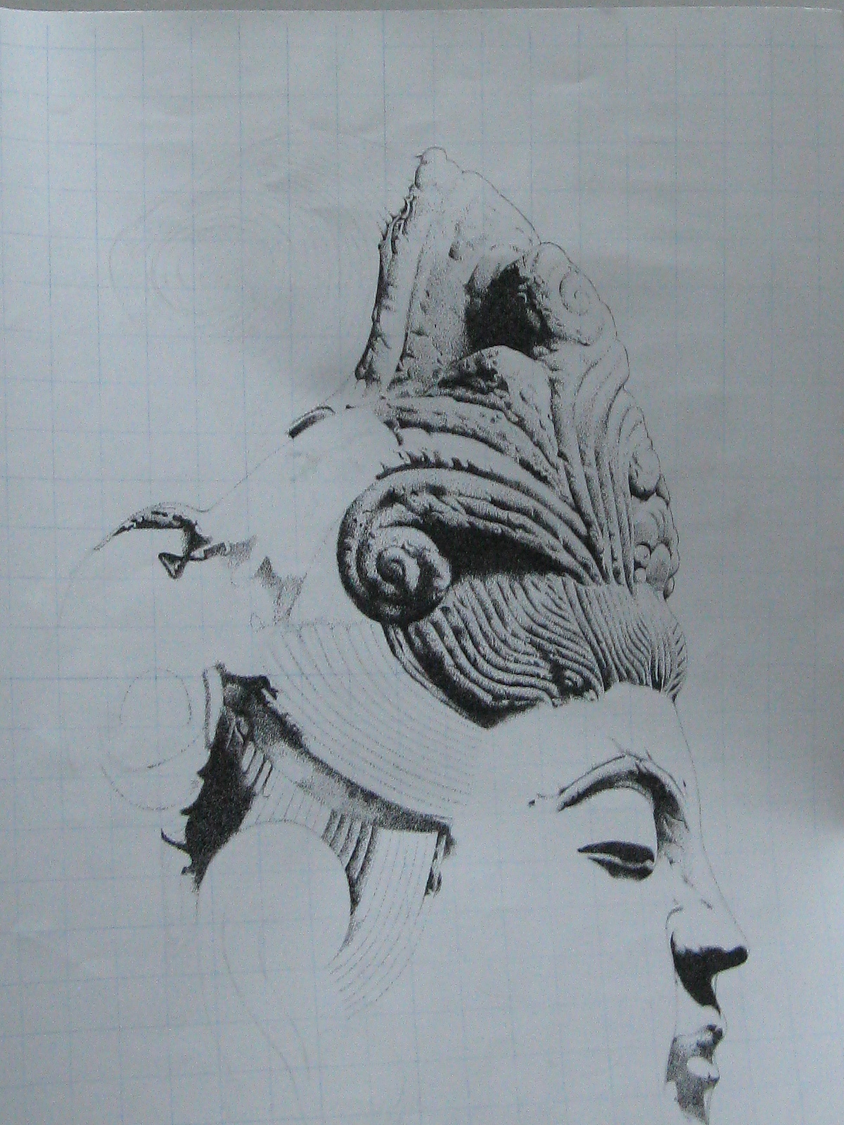 楚歌钢笔画-菩萨头像（点画）55*40cm（图ZMTI2ODUyNjA=） - 绘画 - 站酷设计师楚歌76原创素材 - 站酷ZCOOL