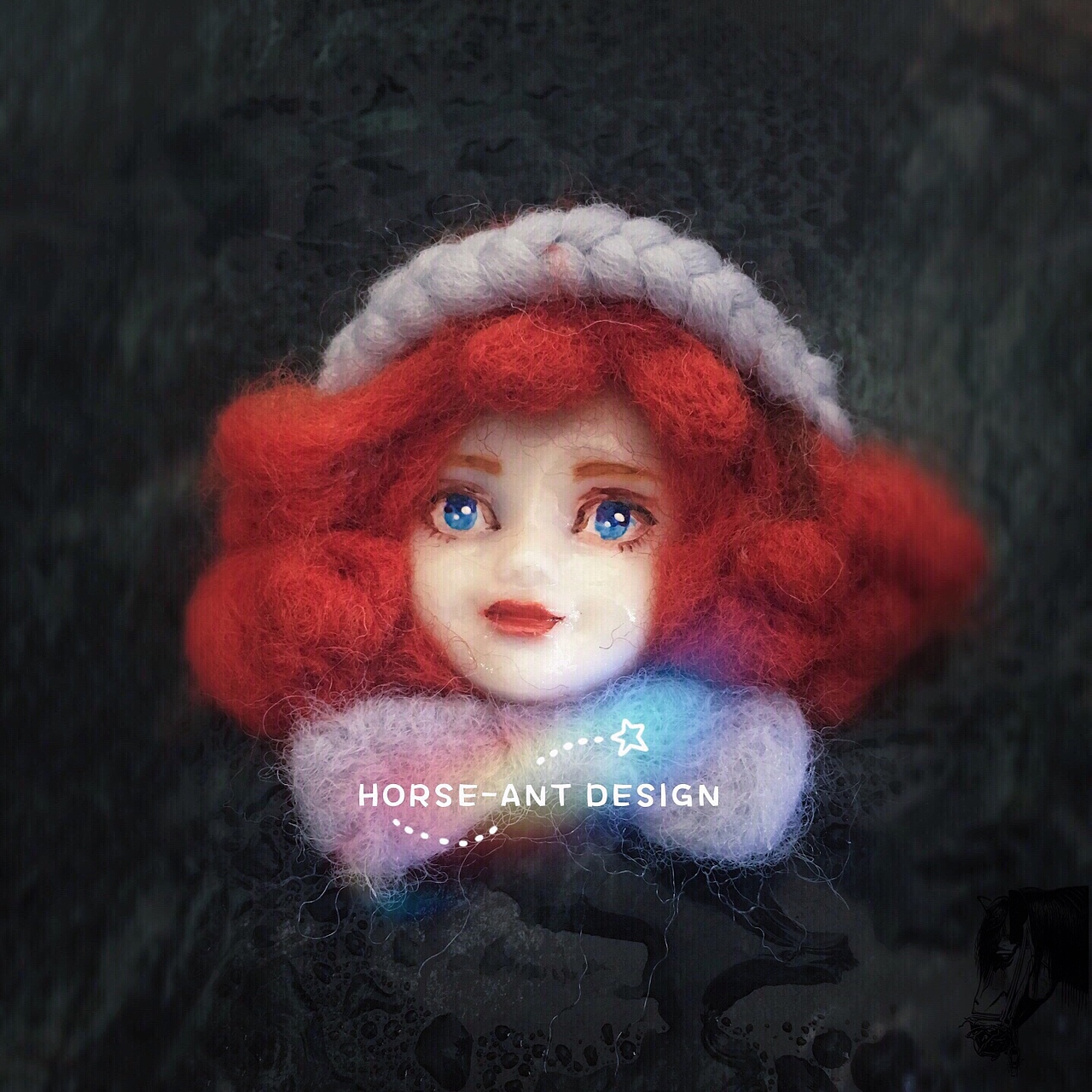 🐜马蚁的软陶羊毛毡胸针-红发女郎软陶羊毛毡胸针