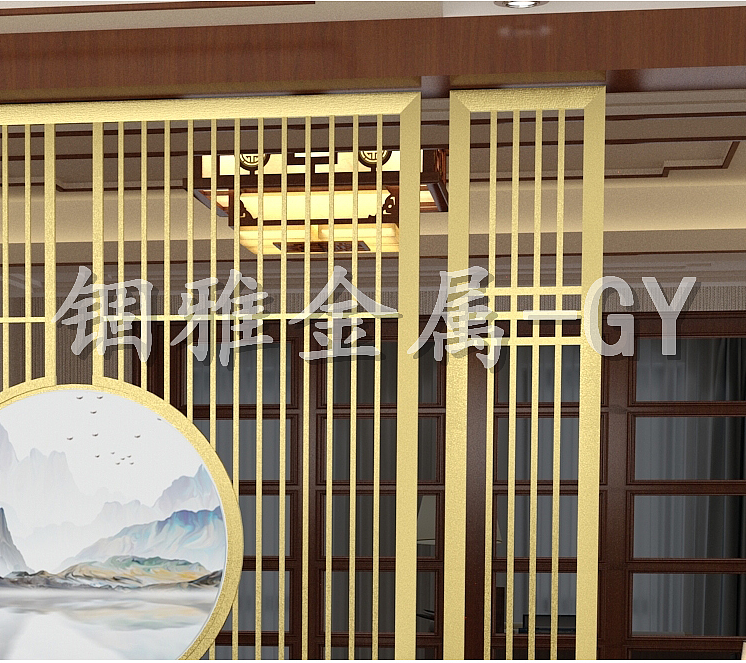 中式别墅茶室家居拉丝钛金不锈钢屏风装饰花格黄铜屏风（图ZMTgwNTEyNzM2） - 其他 - 站酷设计师锢雅17727322215原创素材 - 站酷ZCOOL