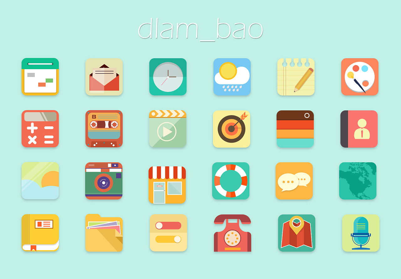 ui图标练习4 扁平化 手机图标一组