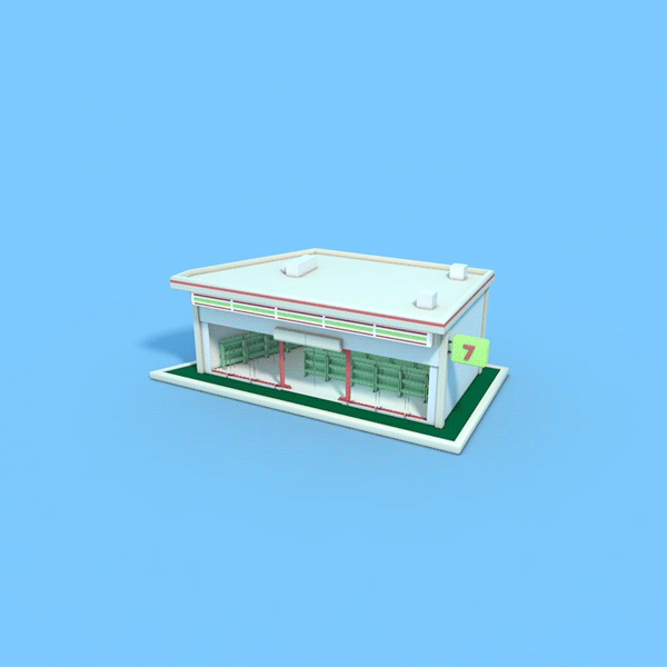 711便利店（GIF）（图ZMzAzNDI1NTY=） - 建筑/空间 - 站酷设计师茉莉小红茶原创素材 - 站酷ZCOOL